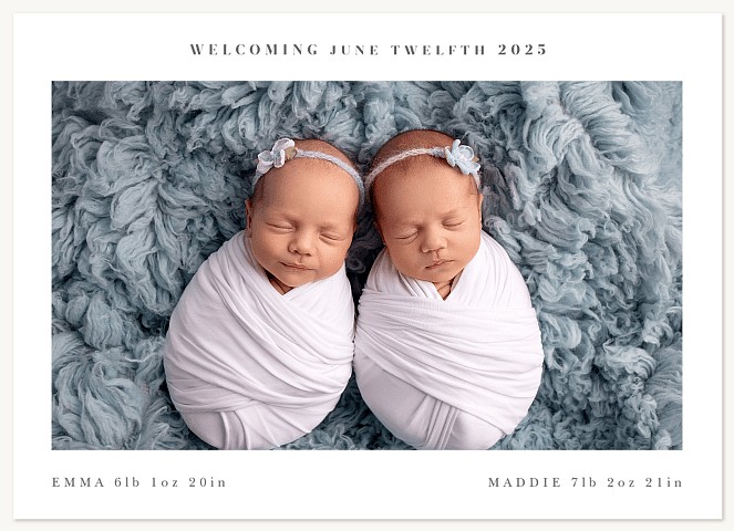 Darling Duo Twin Birth Announcements