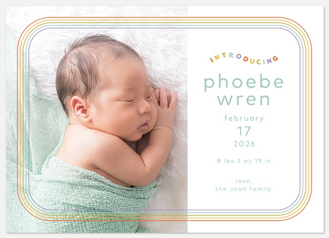 Colorful Beginning Baby Birth Announcements