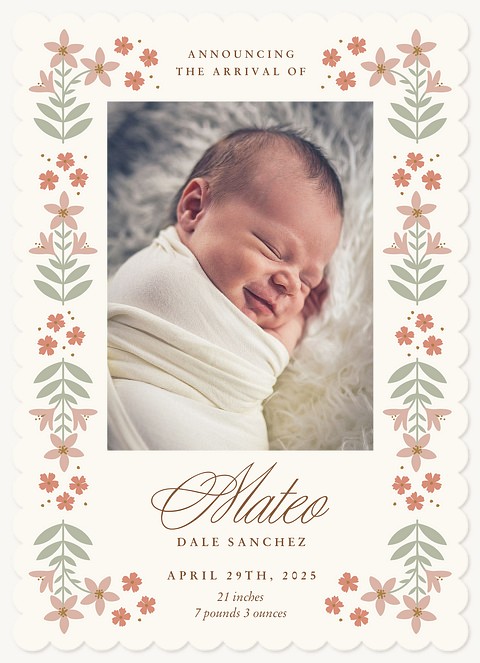 Folk Border Baby Announcements