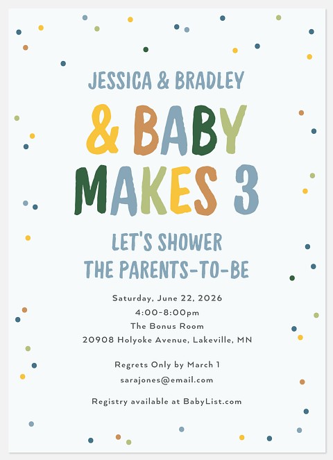 Baby Makes Three Baby Shower Invitations