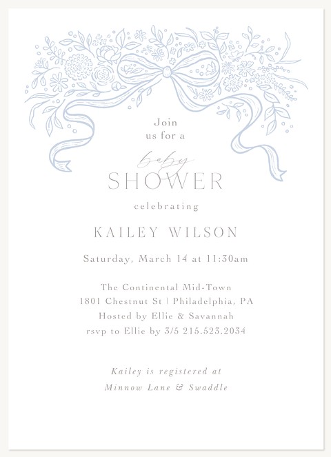 Toile Bow Baby Shower Invites