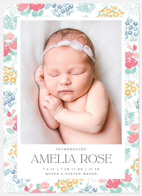 Cottage Garden Baby Birth Announcements
