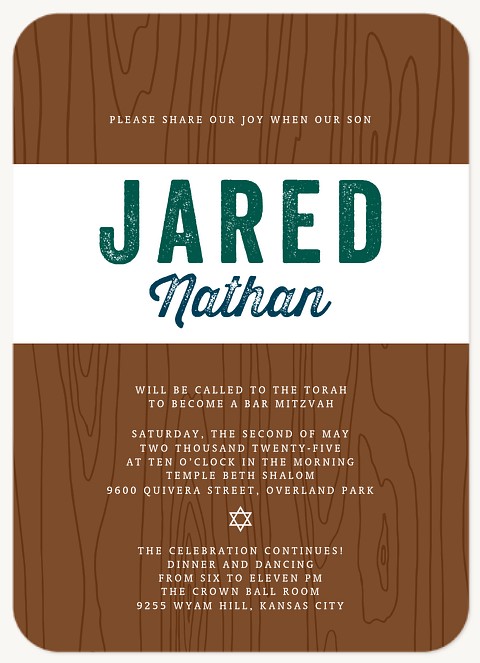 Dapper Panel Bar Mitzvah Invitations