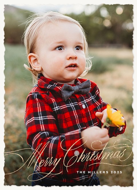 Glitter Script Personalized Holiday Cards