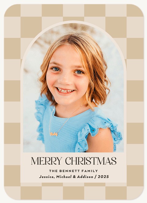 Checkered Frame Personalized Holiday Cards