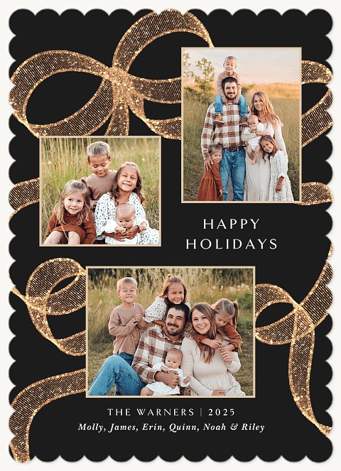 Ribbon Curl Personalized Holiday Cards