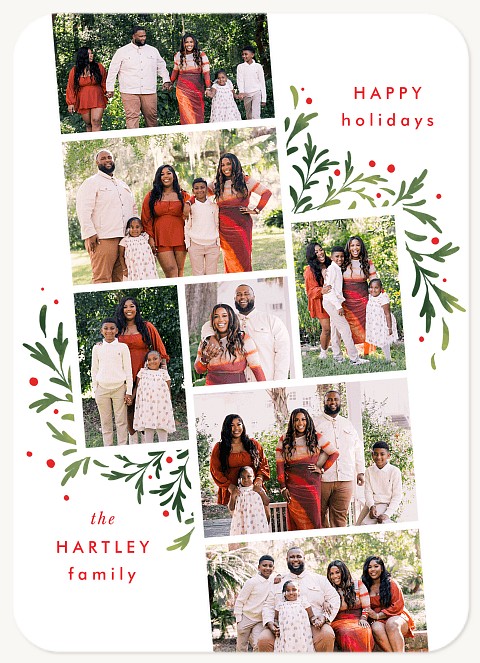 Botanical Photo Strip Personalized Holiday Cards