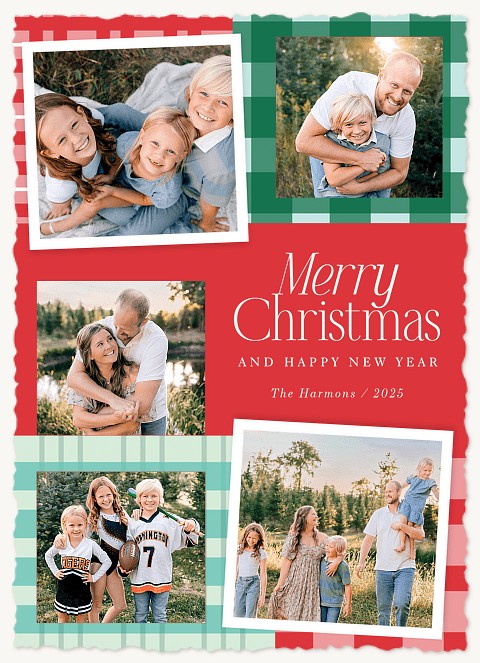 Patchwork Plaid Personalized Holiday Cards