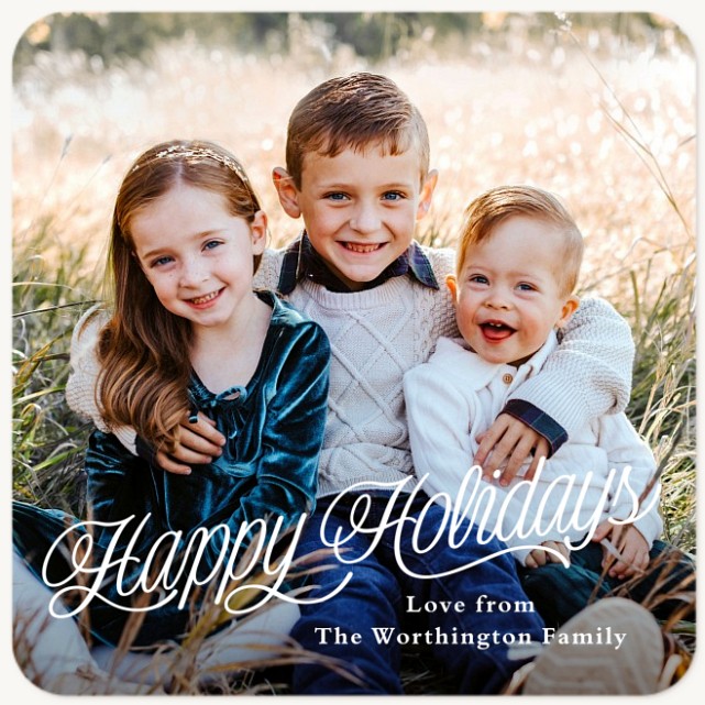 Flourishing Script Personalized Holiday Cards