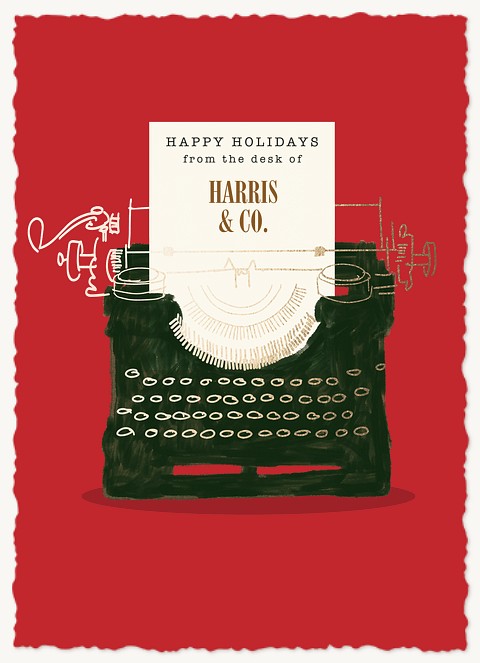 Vintage Typewriter Business Holiday Cards