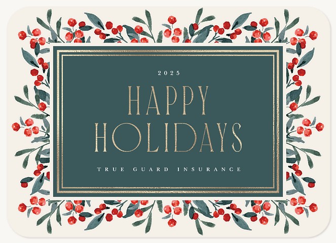 Winter Berry Wreath Business Holiday Cards