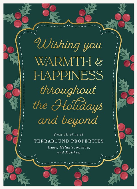 Holly Frame Business Holiday Cards