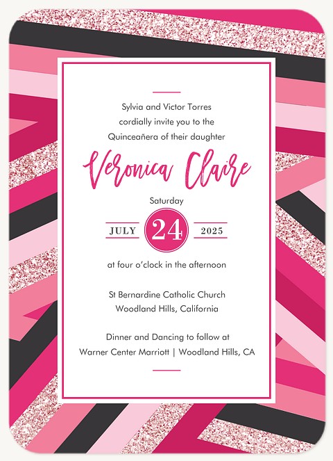 Sassy Stripes Quinceañera Invitations