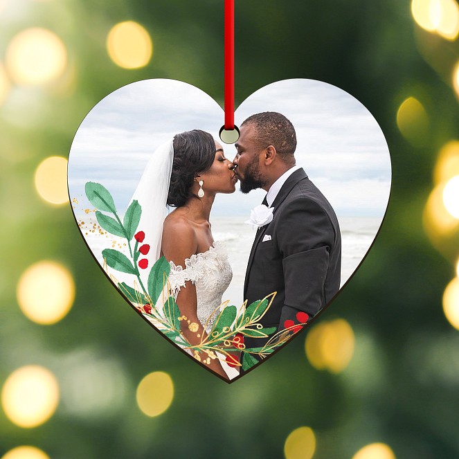 Holly Heart Custom Ornaments