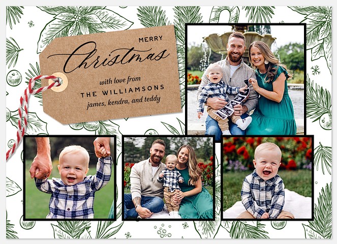 Illustrated Pines Holiday Photo Cards