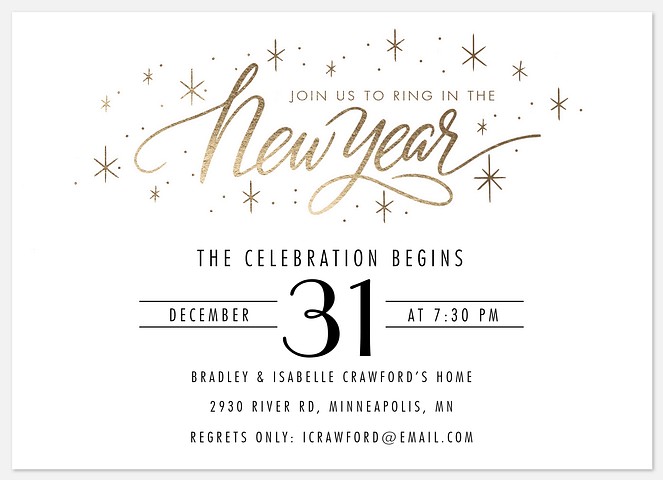 New Year Sparkles Holiday Party Invitations