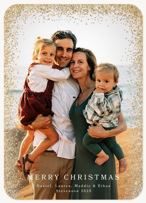 Golden Glitter Personalized Holiday Cards