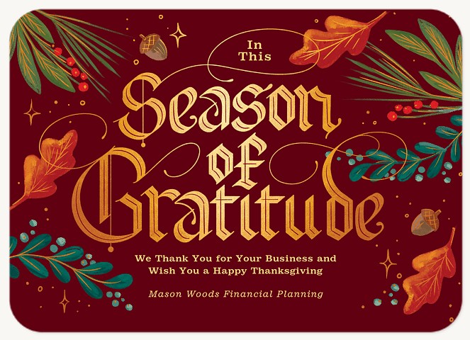 Golden Gratitude Business Holiday Cards