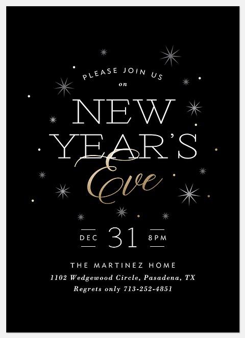 Sparkling New Year Holiday Party Invitations
