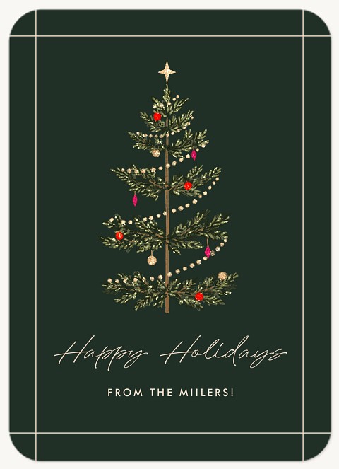 Sparkling Festive Tree Personalized Holiday Cards