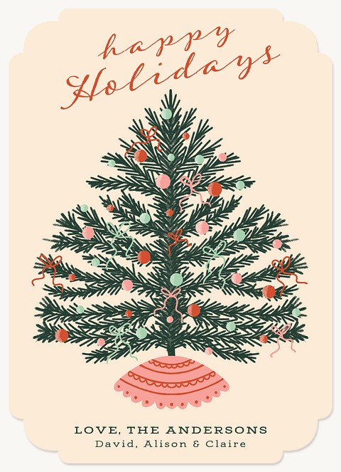 Vintage Tree Personalized Holiday Cards