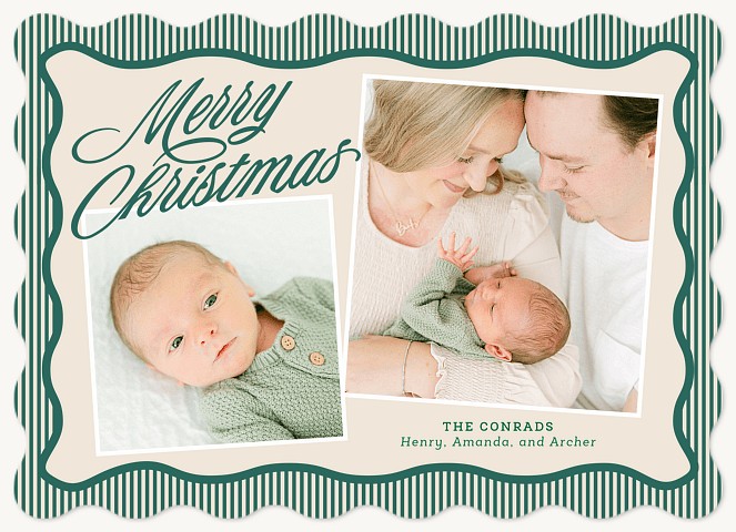 Retro Stripe Personalized Holiday Cards