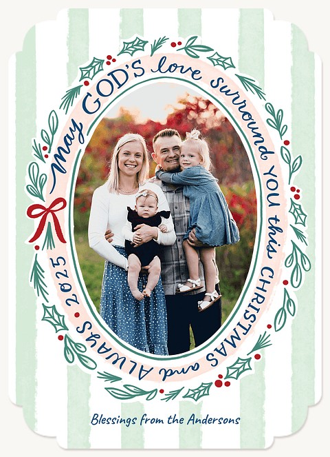 Charming Stripes Personalized Holiday Cards