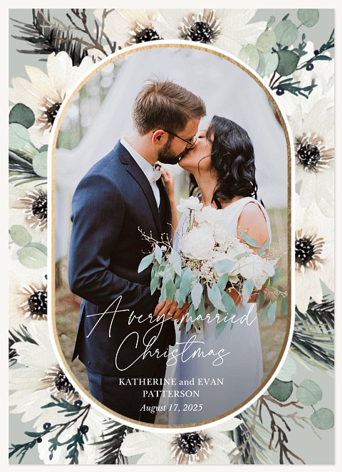 Winter Botanical Wedding Personalized Holiday Cards
