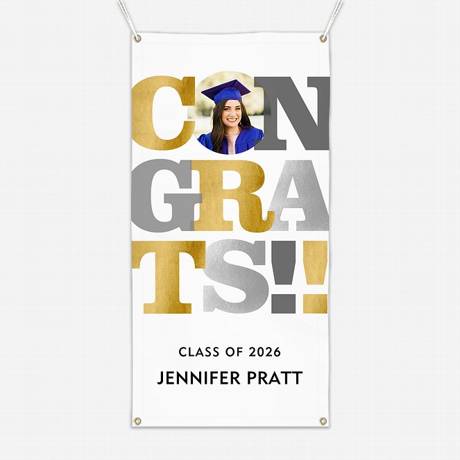 Metallic Mix Graduation Photo Banner  Graduation Banners