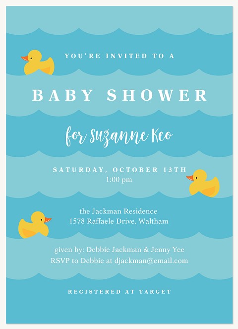 Rubber Ducky Baby Shower Invites