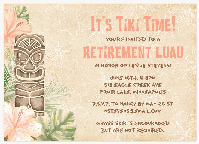 Tiki Time Party Invitations