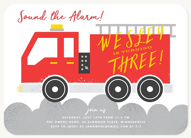 Modern Engine Kids Birthday Invitations