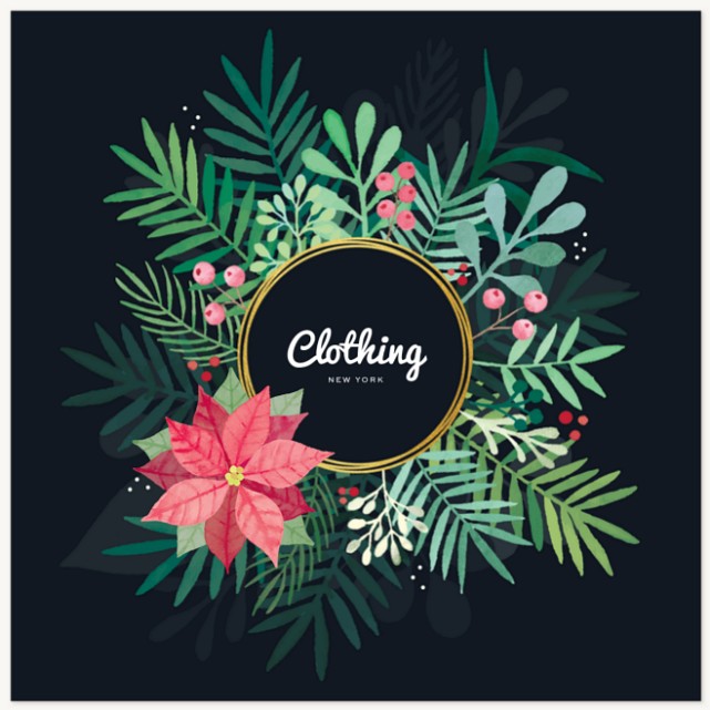 Modern Poinsettia Business Holiday Cards