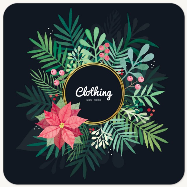 Modern Poinsettia Business Holiday Cards