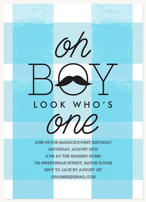 Mr. Mustache First Birthday Invitations