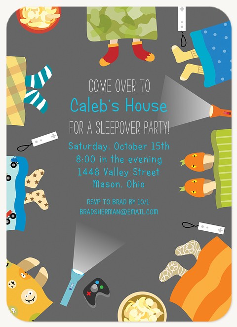Gamer Sleepover Boy Birthday Party Invitations