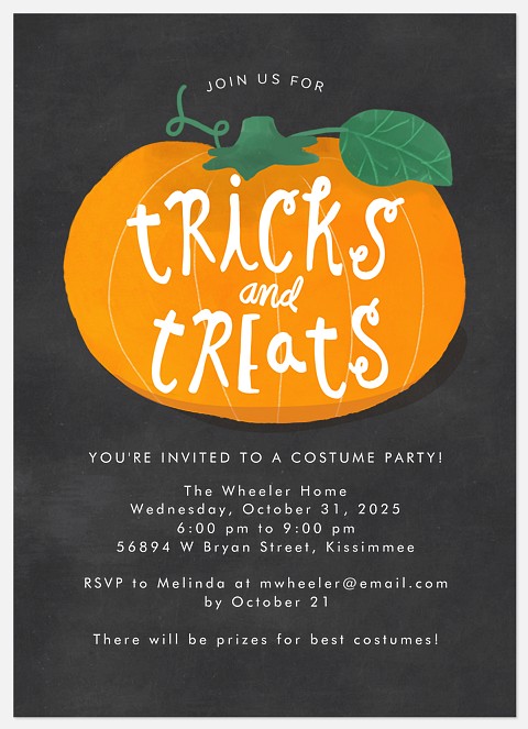 Pumpkin Treats Halloween Party Invitations