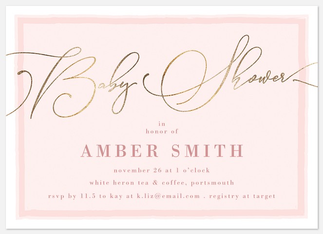 Wonderful Flourish Baby Shower Invitations