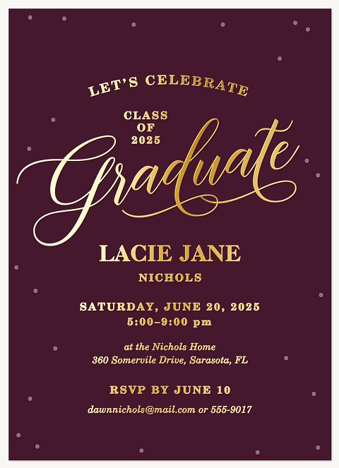 Gilded Confetti Graduation Party Invitations