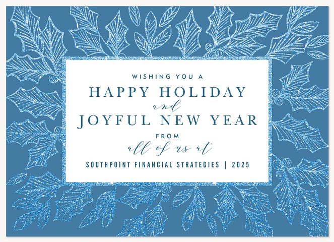 Glittering Holly Business Holiday Cards