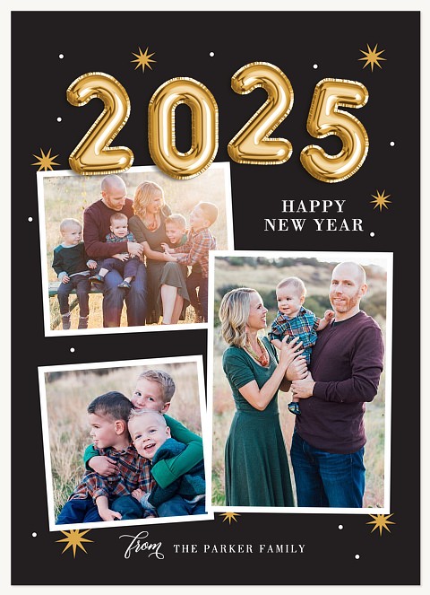 Golden Balloons New Year's Cards
