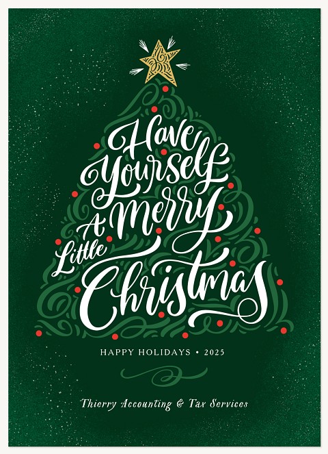 Calligraphic Tree Business Holiday Cards