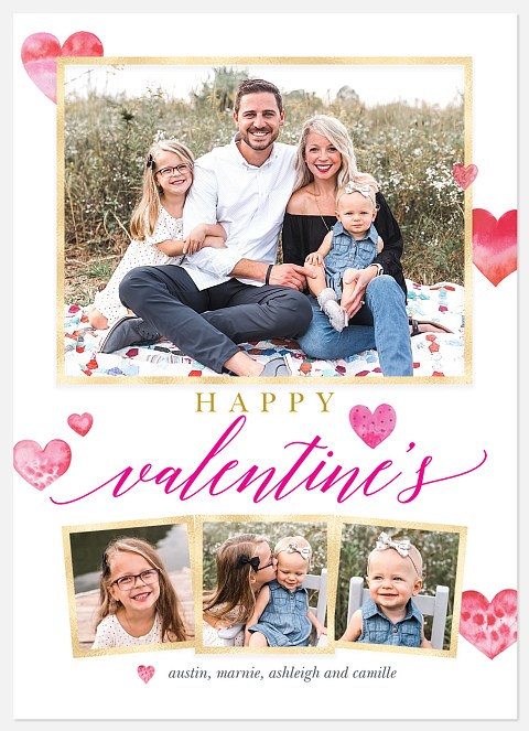 Painted Hearts Valentine Photo Cards