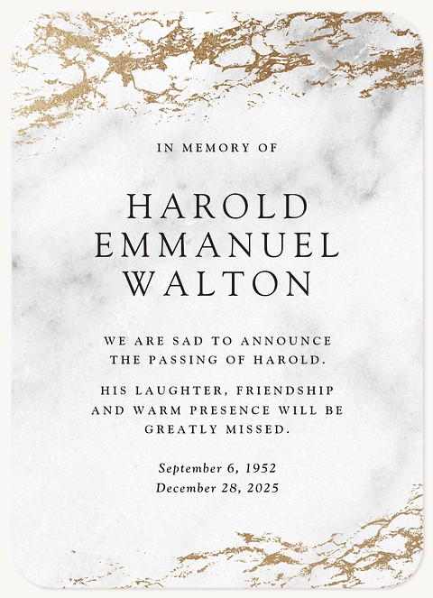 Golden Marble Memorial & Sympathy Cards