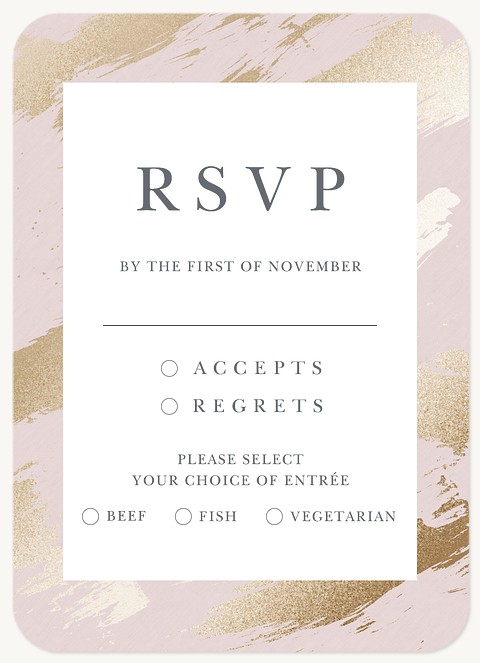 Golden Brush Wedding RSVP Cards