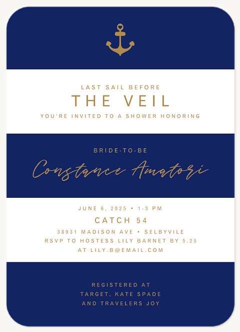 Stripes & Anchor Bridal Shower Invitations