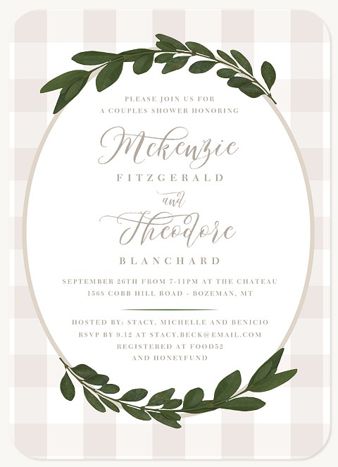 Gingham Wreath Bridal Shower Invitations
