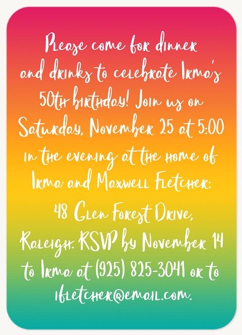 Ombré Poster Adult Birthday Party Invitations