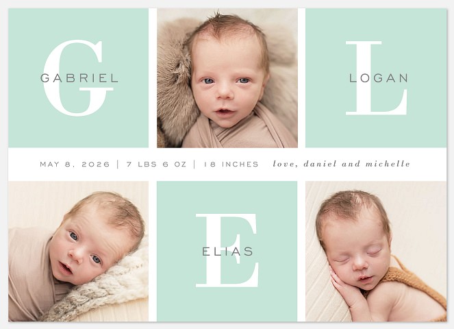 Classic Monogram Baby Birth Announcements