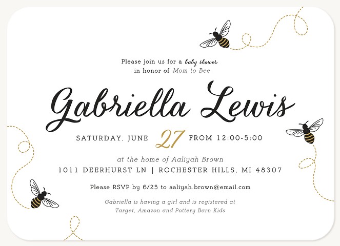 Mom to Bee Baby Shower Invites